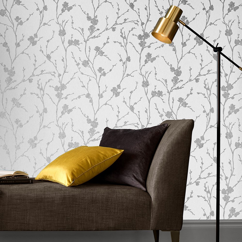 Meiying Wallpaper 103526 by Graham & Brown in Chalk White